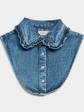 Fransa Ruffled denim faux-collar 100% cotton